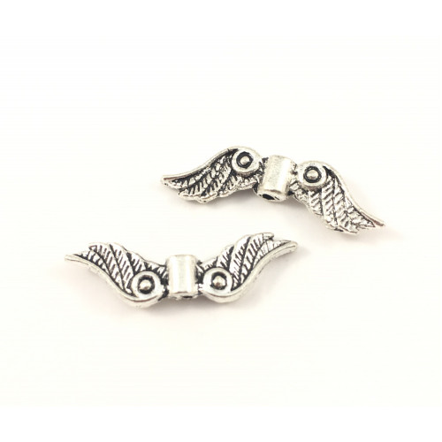 Wing antique silver 6.5x23.5mm bead